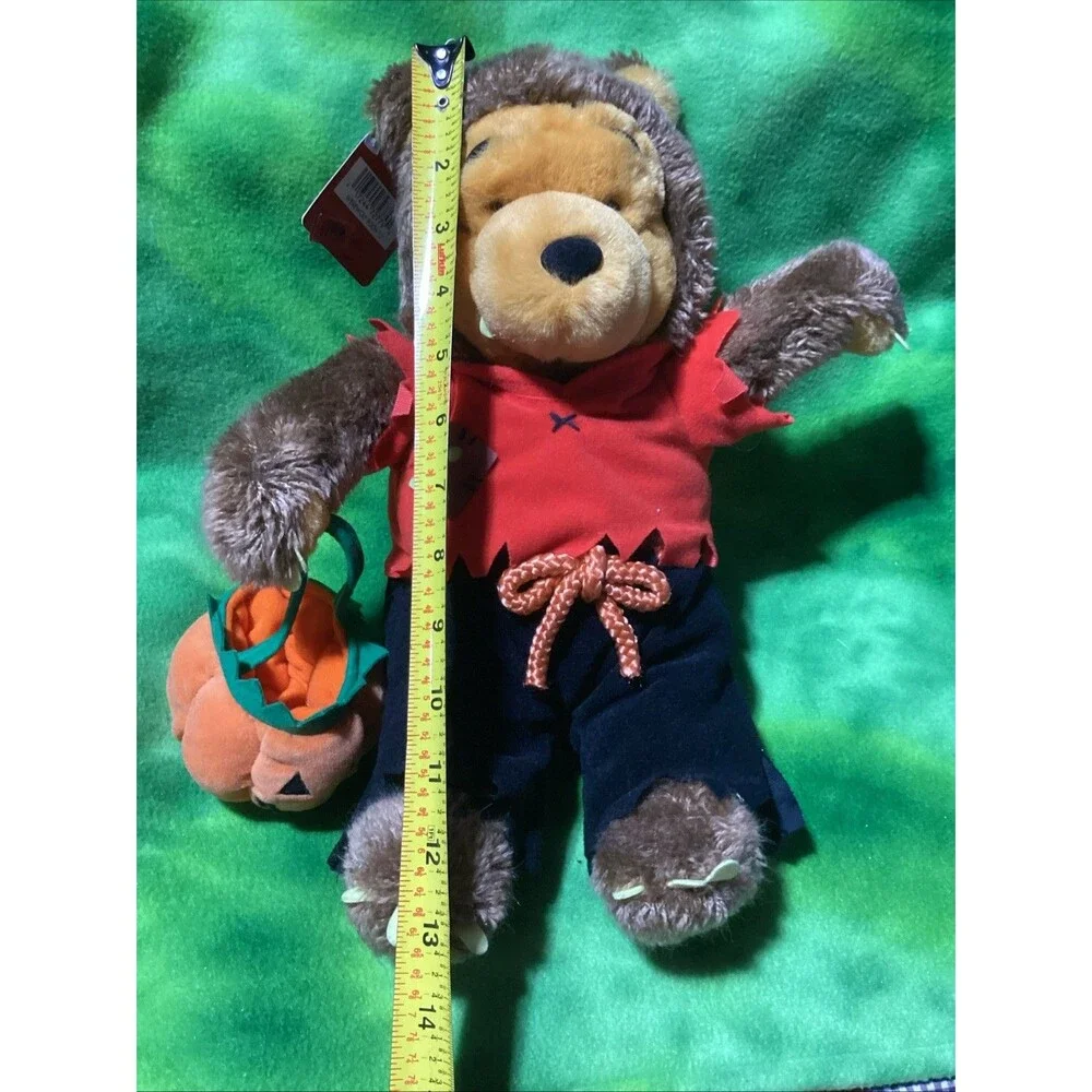 Disney Store Winnie the Pooh Werewolf Halloween Plush 12 Inch NWT Pumpkin Basket